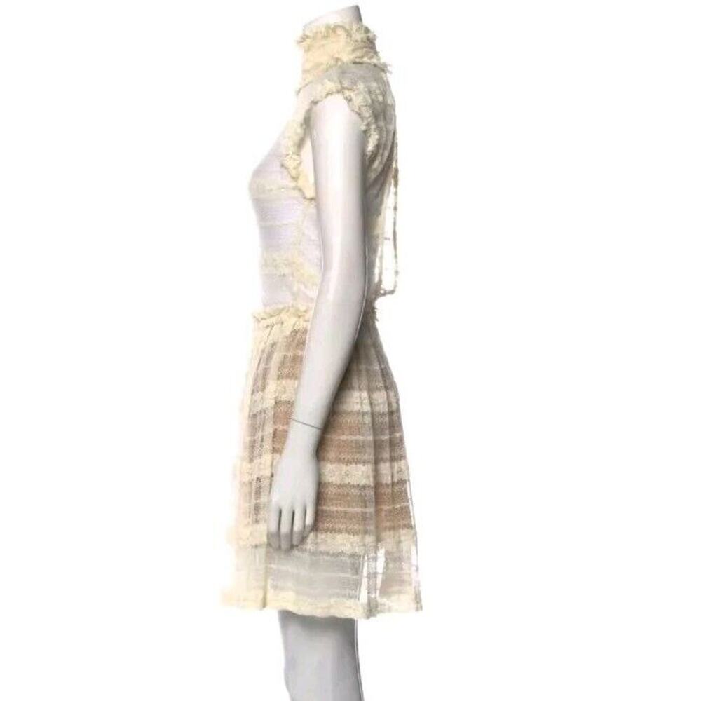 Opening Ceremony Dress Sz S Small Crochet Mesh Knit A-line High Neck Sheer (B1 - Picture 3 of 7